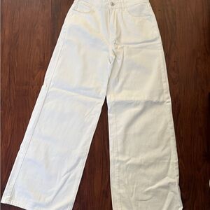 SHEIN Cream Flare Wide-Leg Jeans